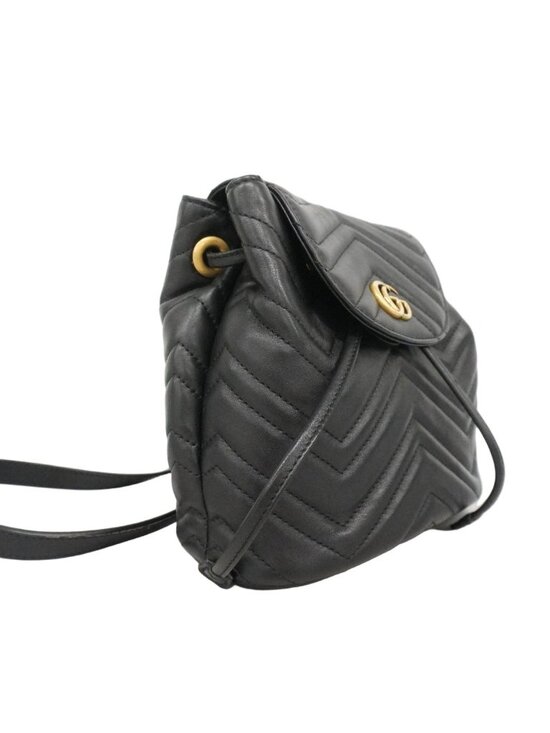 Gucci Backpack GG Marmont Leather Black Gold main image 10